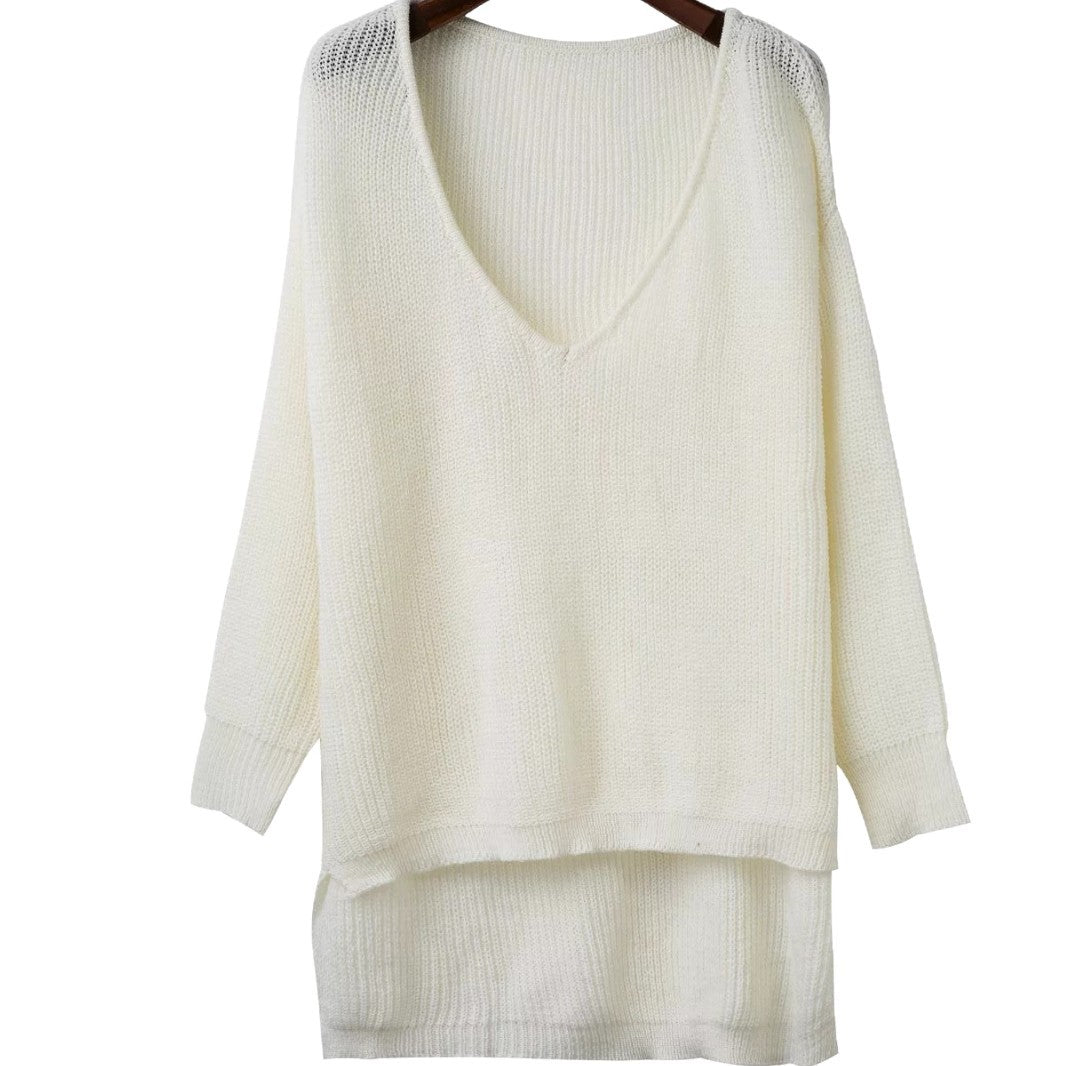 Damen lässiger Strickpullover mit asymmetrischem Schnitt und Off-Shoulder-Design Drune