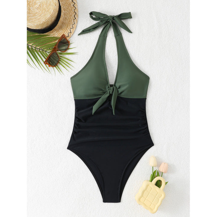 Damen Hochtaillierter Badeanzug mit raffiniertem Knotendesign Drune