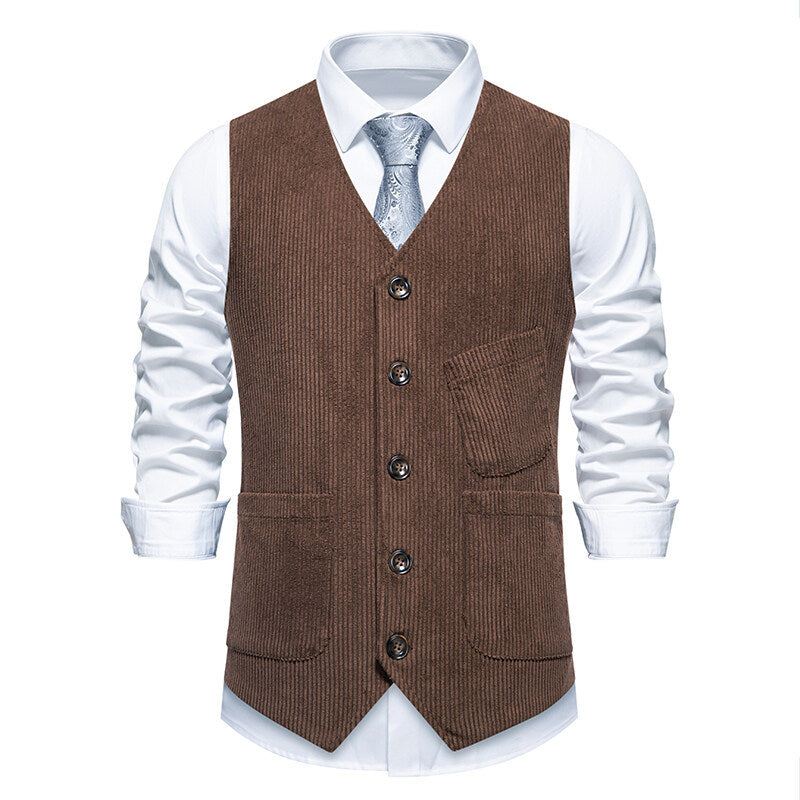 Herren elegante Anzugweste mit feinen strukturierten Details Drune