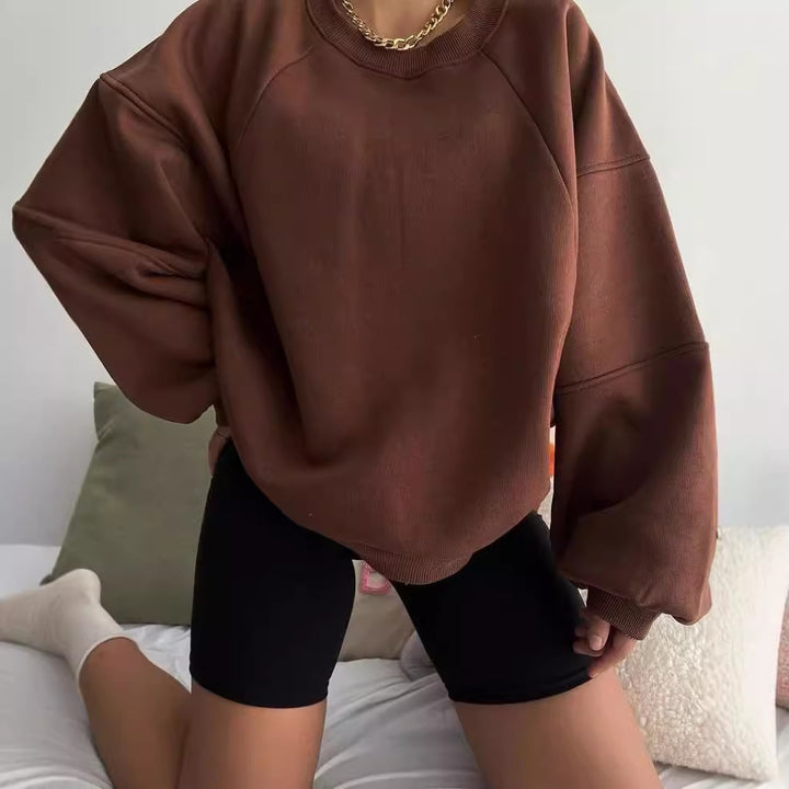 Damen Oversized Sweatshirt mit Puffärmeln Drune
