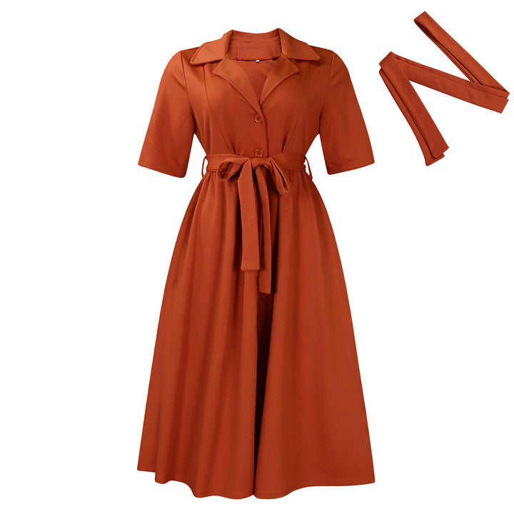 Damen Midikleid mit eleganter Knopfleiste und tailliertem Design Drune