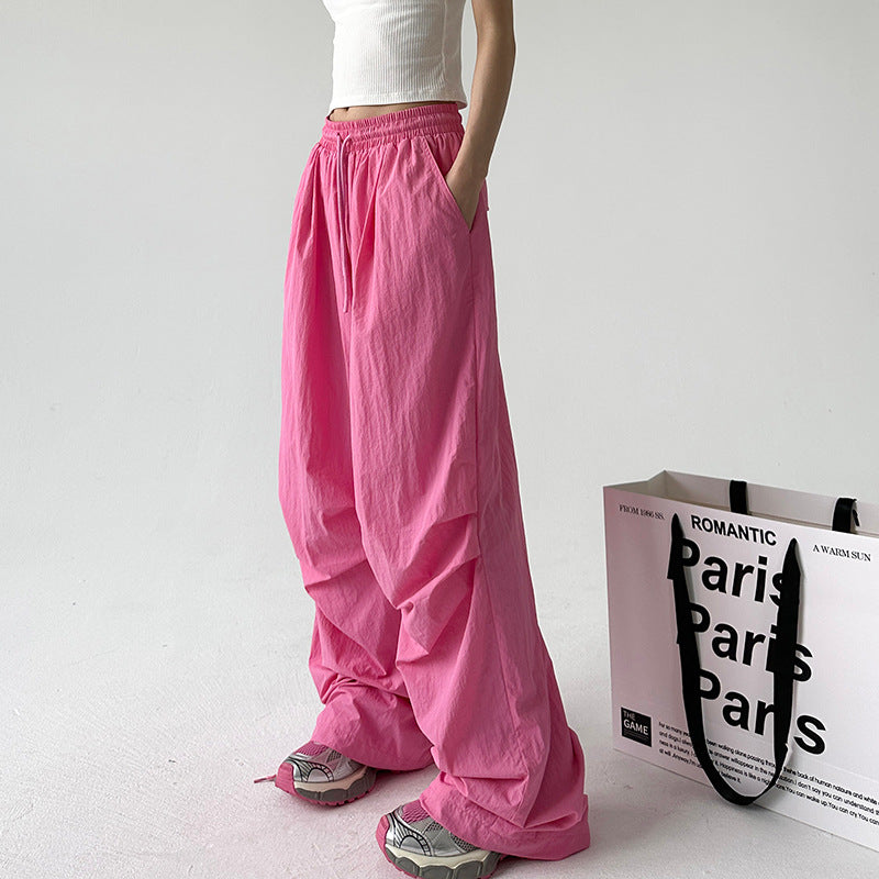 Damen Weite Sporthose mit elastischem Bund und Kordelzug Drune