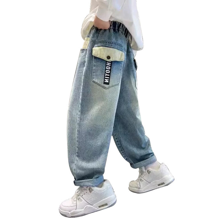 Damen lässige Baggy-Jeans mit seitlichen Taschen Drune