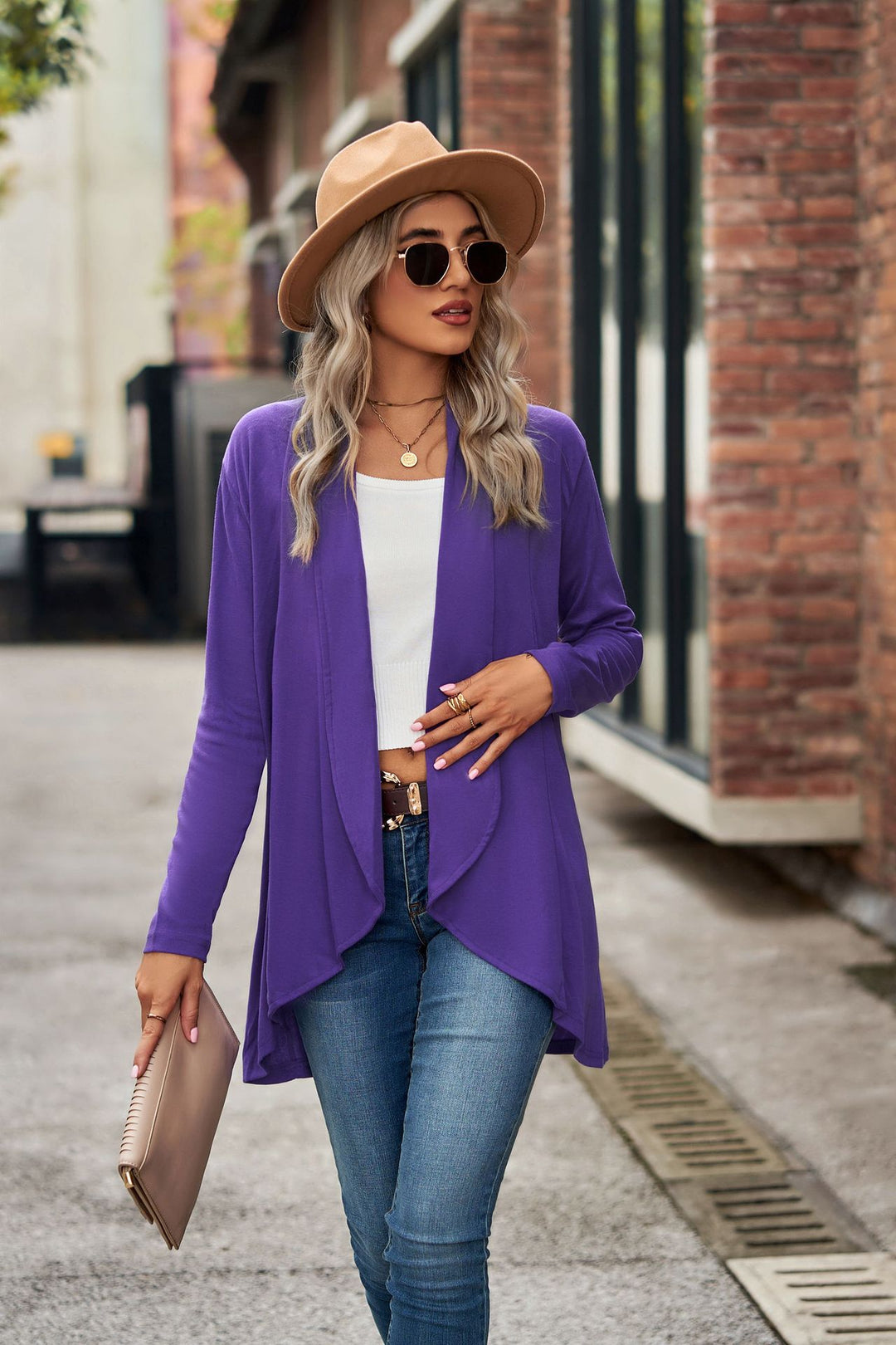 Damen Strickjacke mit asymmetrischem Saum und lässigem Schnitt Drune