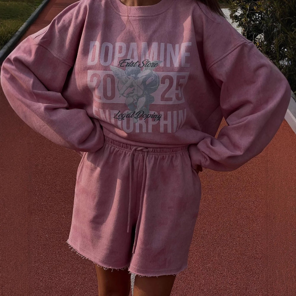 Damen lässiges Sweatshirt mit kreativem Logo-Design und bequemer Passform Drune
