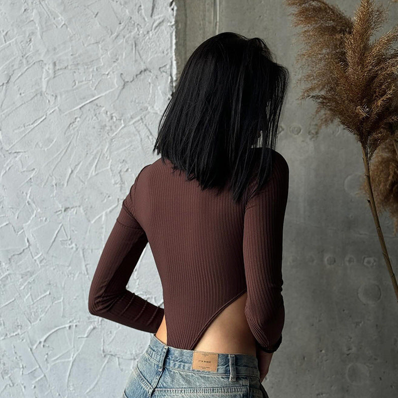 Damen Figurbetontes Langarmshirt mit seitlichem Cut-Out Drune