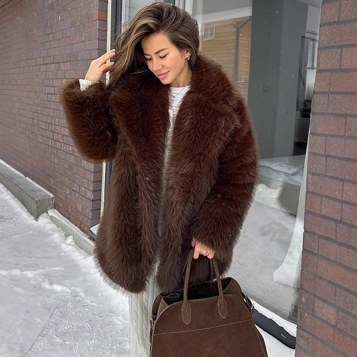 Damen luxuriöse Kunstfelljacke Drune
