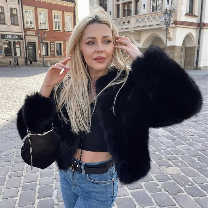 Damen Modische Plüschjacke Drune