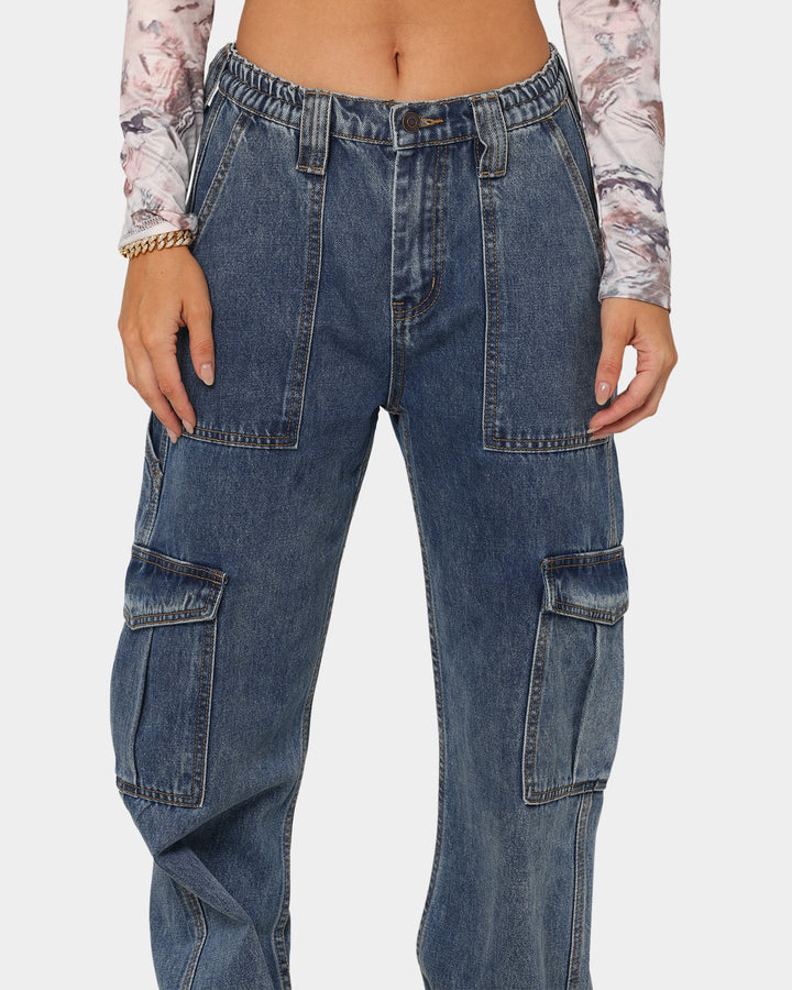 Damen Cargo-Hosen mit vielfältigen Taschen und hohem Bund Drune