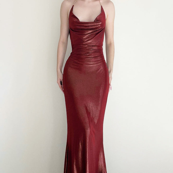 Damen Abendkleid mit schimmerndem Satin und elegantem Schlitz Drune
