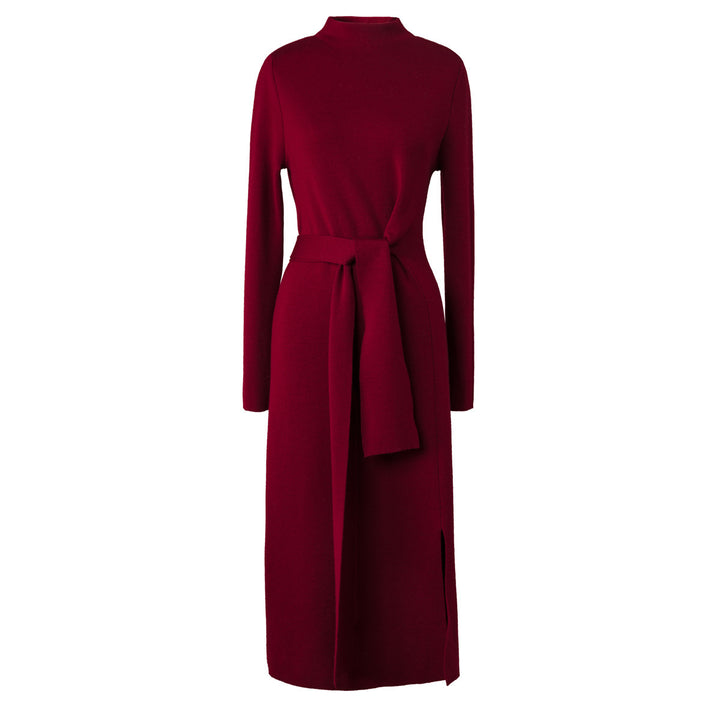Damen elegantes Wickelkleid mit tiefem V-Ausschnitt und seitlichem Schlitz Drune