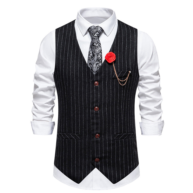 Herren elegante Weste mit schmalem Hahnentrittmuster und asymmetrischen Akzenten Drune