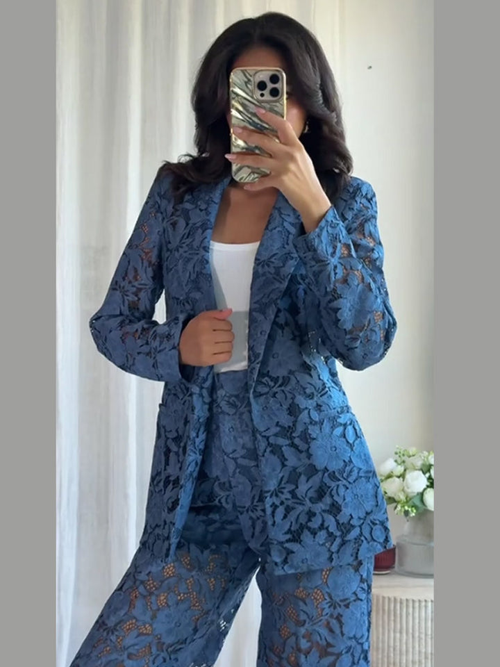 Damen Spitzenanzug Set Drune