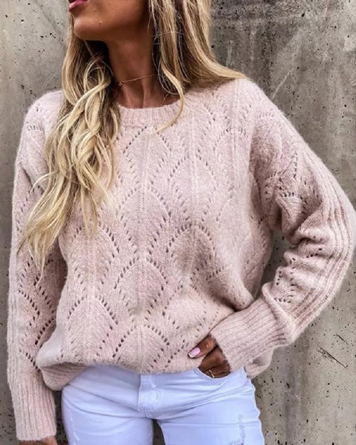 Damen Strickpullover mit feinem Lochmuster Drune