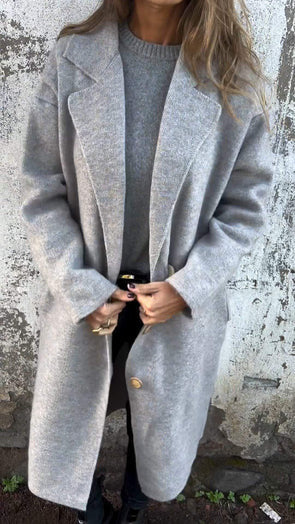 Damen Wollmantel mit modernem Schnitt und großen Knopfdetails Drune