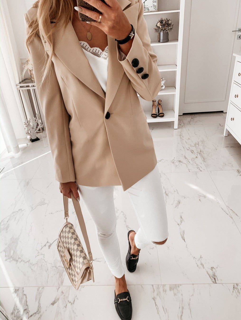 Damen Zweiteiliges Blazer Set aus hochqualitativem Gewebe Drune