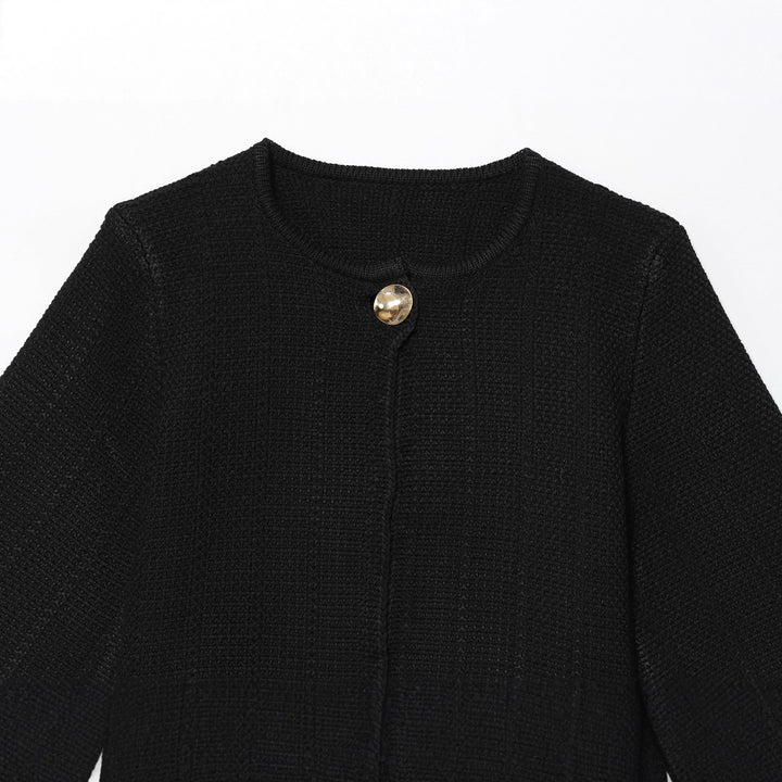 Damen elegante Strickjacke mit dekorativem Knopf Drune