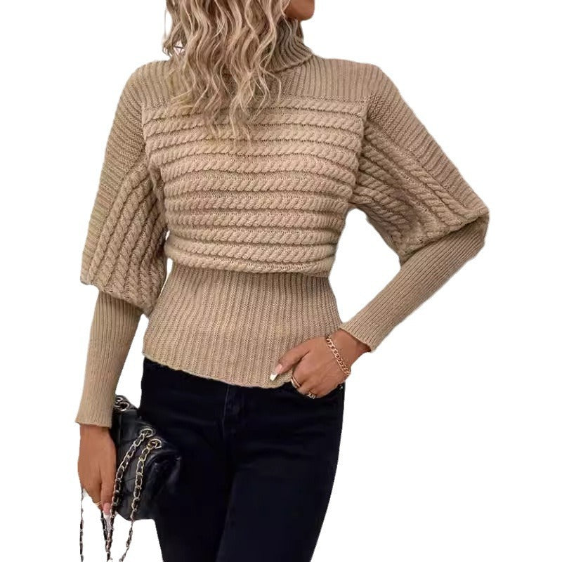 Damen Modischer Rollkragenpullover mit strukturiertem Design Drune