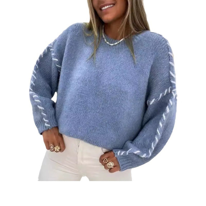 Damen Strickpullover mit dekorativen Ziernähten Drune