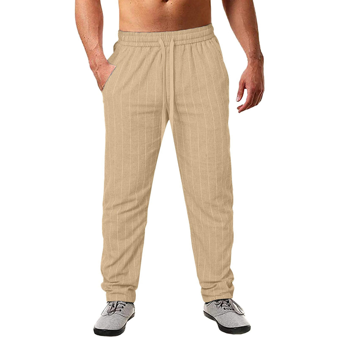 Herren lässige Streifen-Hosen aus Baumwollmix mit elastischem Bund und praktischen Eingrifftaschen Drune
