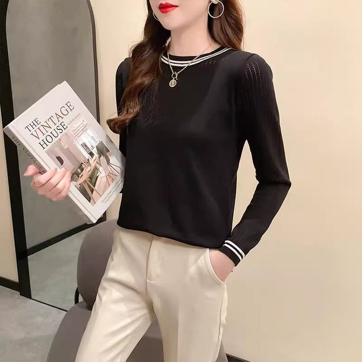 Damen lässiges Longsleeve-Shirt mit modischem Streifenmuster Drune