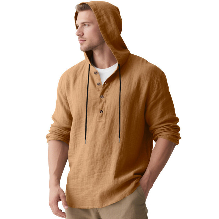 Herren Kapuzenshirt mit Knopfleiste und lässigem Schnitt Drune