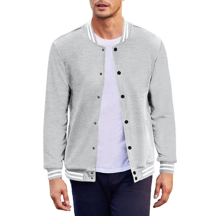 Herren nan College-Bomberjacke im Varsity-Stil mit Druckknopfleiste und gerippten Bündchen Drune