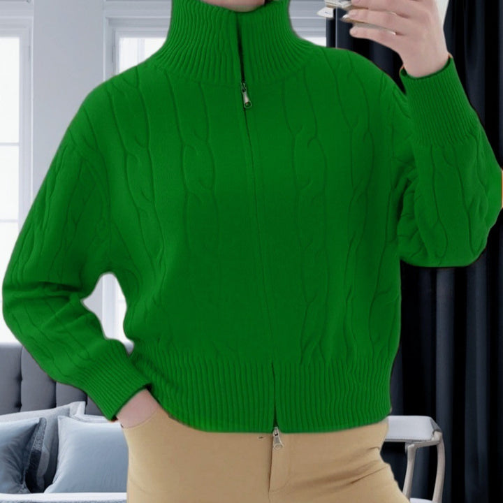 Damen Strickpullover mit hohem Kragen und Reißverschluss Drune