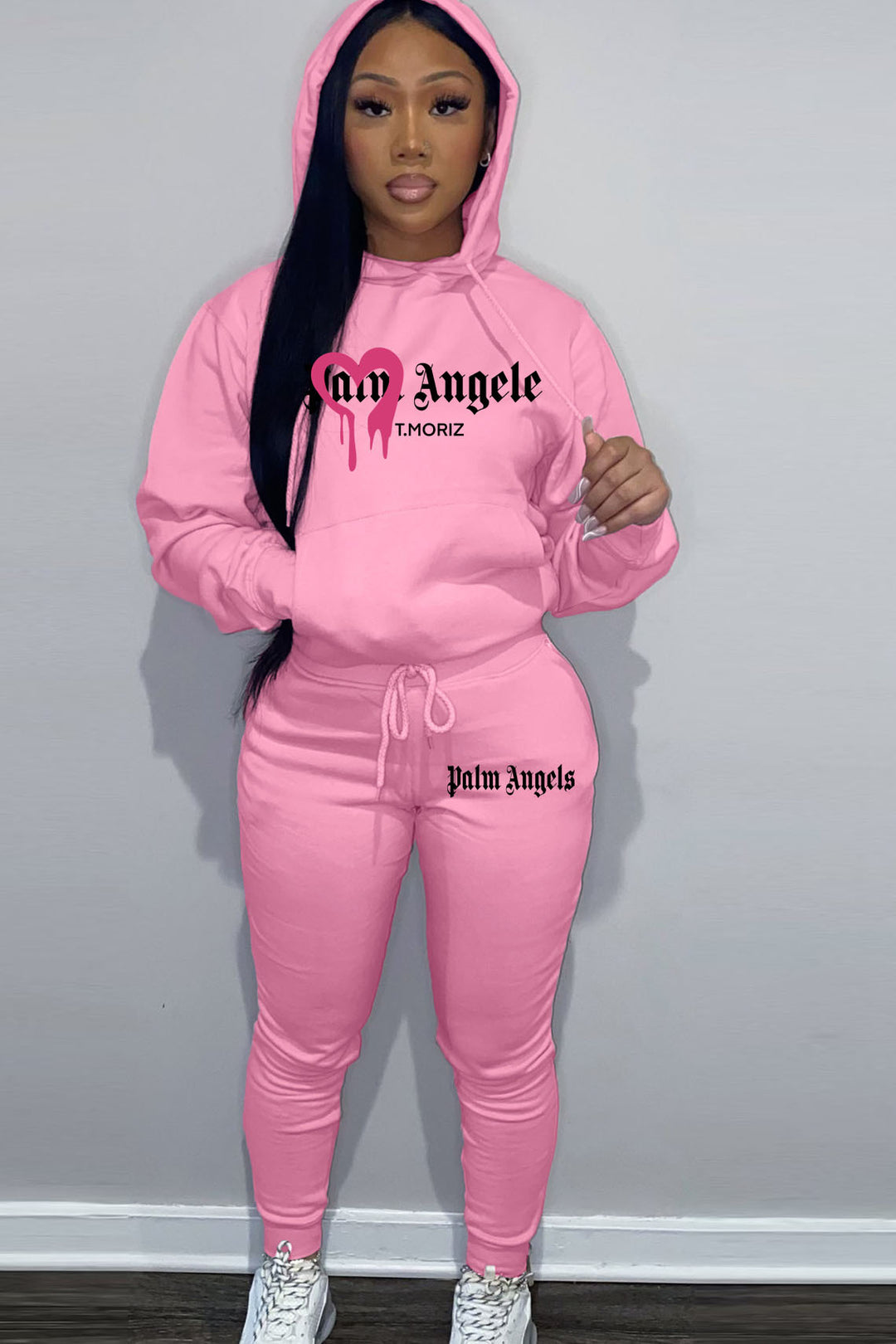 Damen lässiges Hoodie und Jogginghose Set mit kreativem Grafikdesign Drune