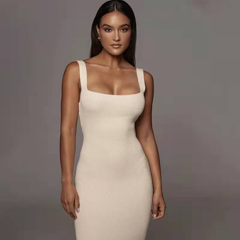 Damen Langärmliges Knielanges Strickkleid Drune