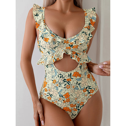 Damen Einteiler-Badeanzug mit verspieltem Rüschen-Design und raffiniertem Cut-Out Drune