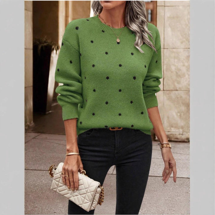 Damen Gemusterter Strickpullover mit Rundhalsausschnitt und lässiger Passform Drune