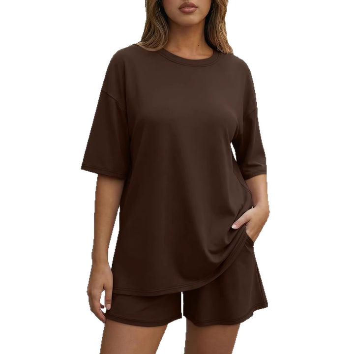 Damen Oversized Freizeit-Set mit kurzem Oberteil und lässiger Shorts Drune
