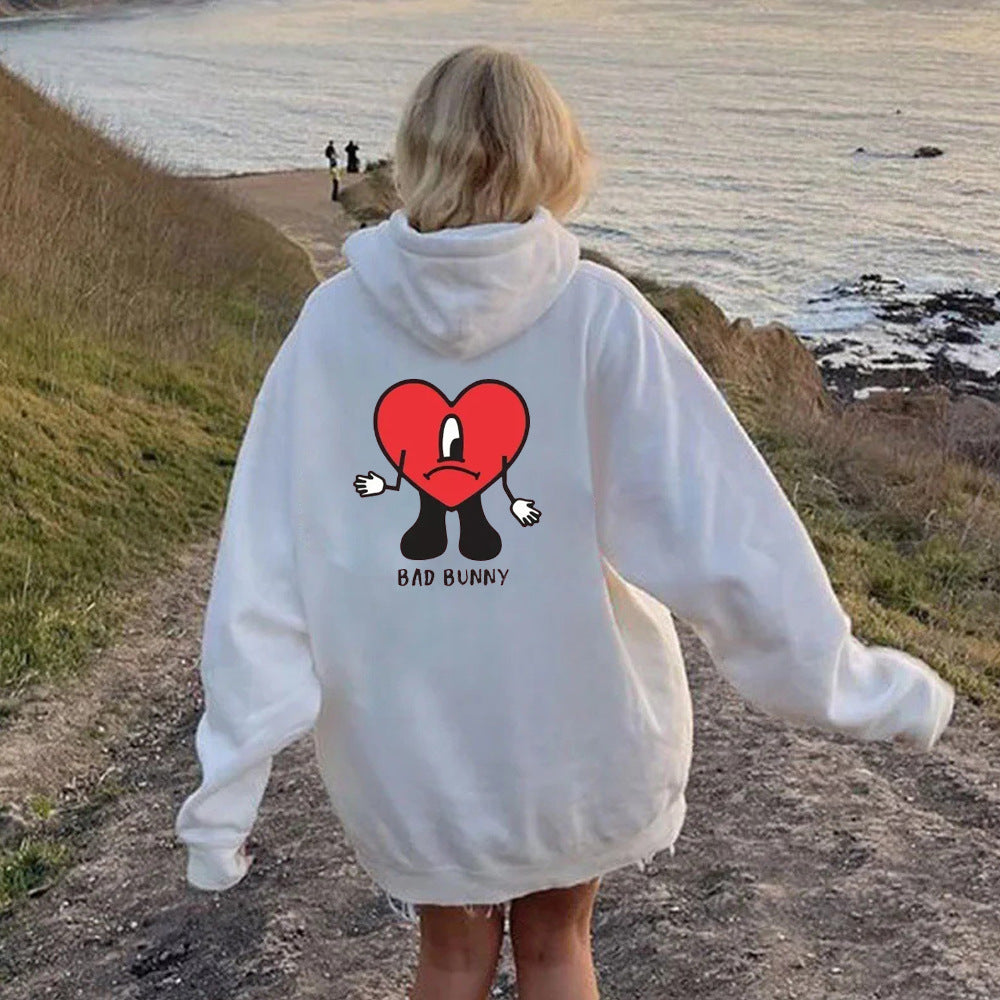 Damen Kapuzenpulli mit kreativem Herzmotiv Drune
