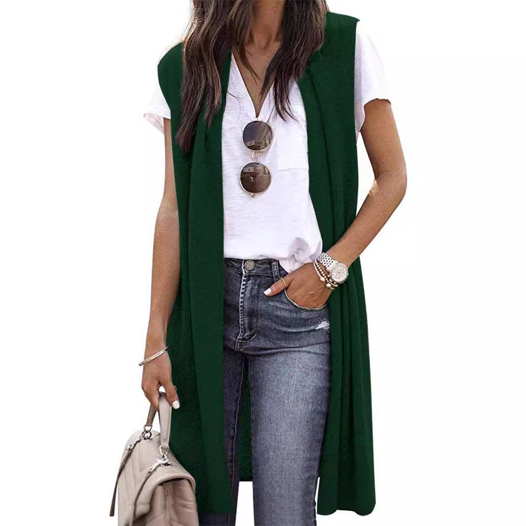 Damen offene Strickjacke mit lässigem Schnitt und langen Seitenpartien Drune
