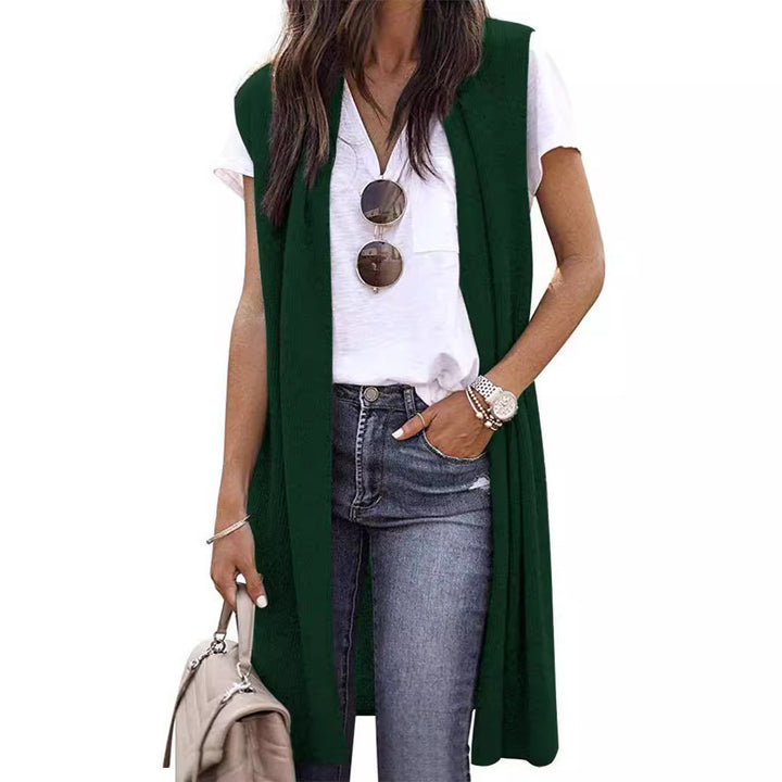 Damen offene Strickjacke mit lässigem Schnitt und langen Seitenpartien Drune