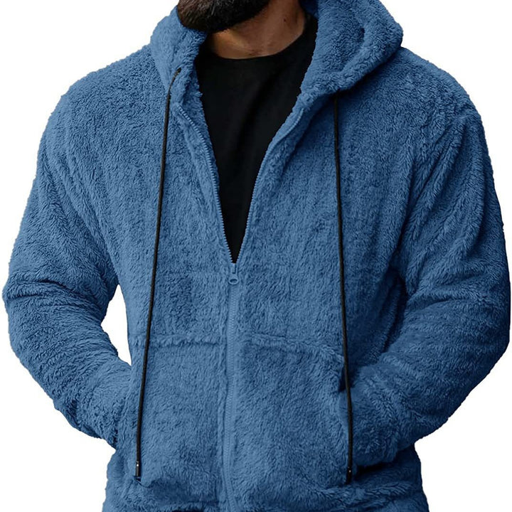 Herren nan kuschelige Teddyfleece Kapuzenjacke mit durchgehendem Reißverschluss Drune