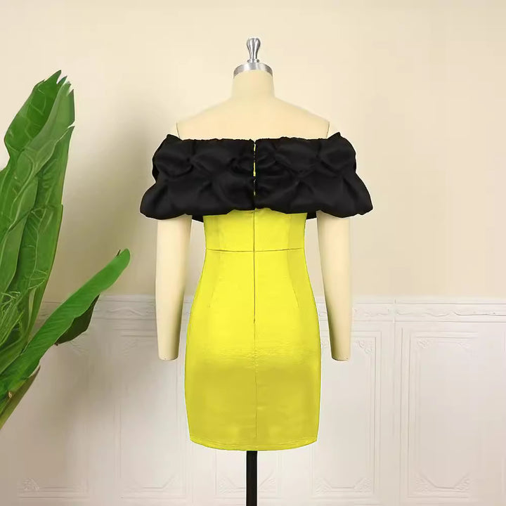 Damen figurbetontes Kleid mit voluminösem Rüschensaum Drune