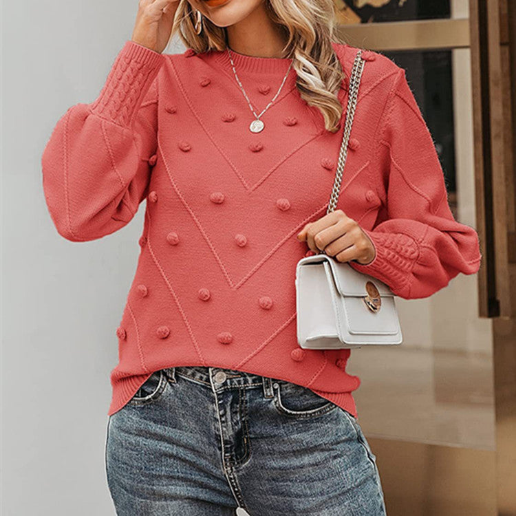 Damen Strickpullover mit 3D-Pünktchen Drune