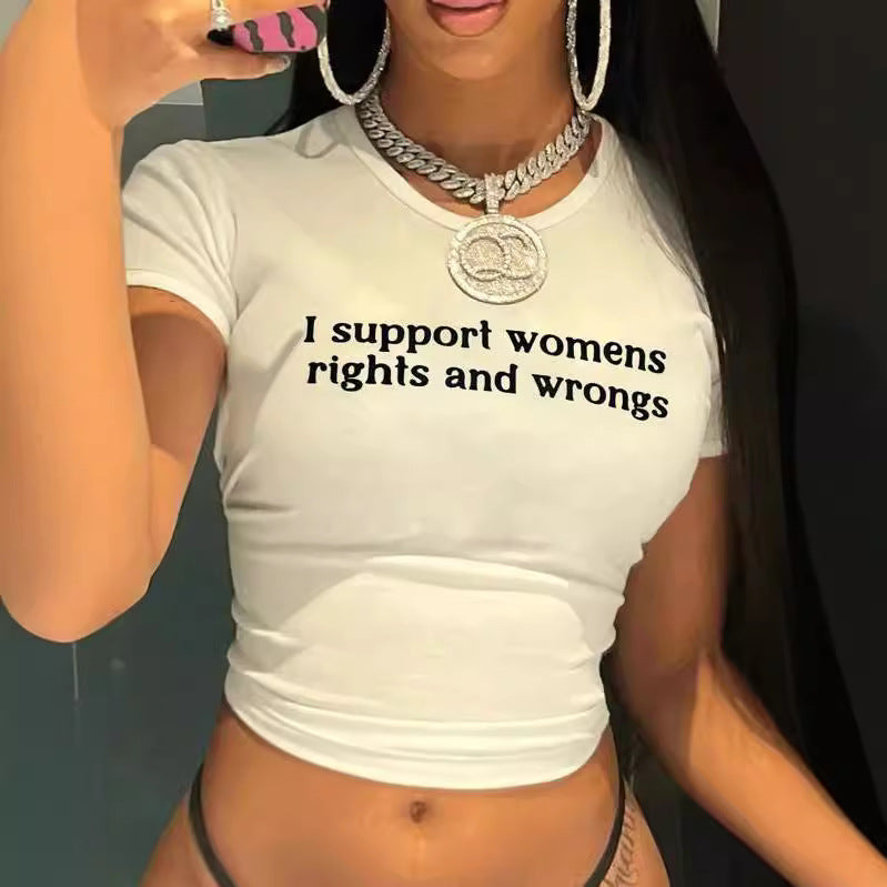 Damen Crop-T-Shirt mit kreativem Motiv und figurbetontem Schnitt Drune