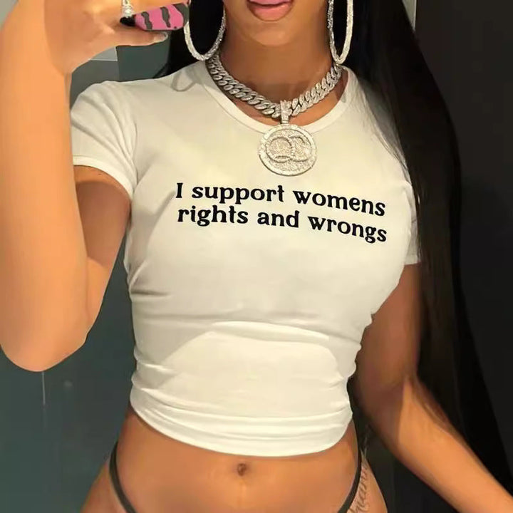 Damen Crop-T-Shirt mit kreativem Motiv und figurbetontem Schnitt Drune