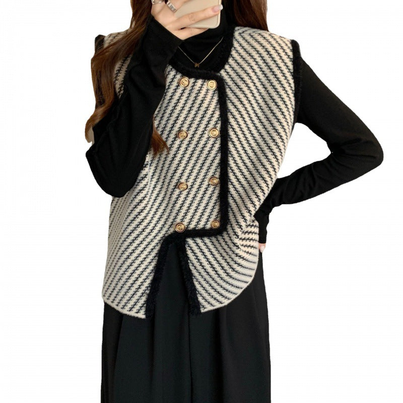 Damen Strickweste mit elegantem Schnitt und klassischen Knopfdetails Drune
