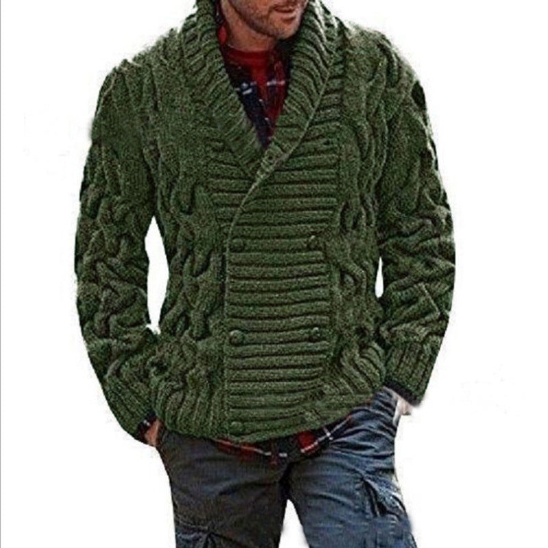 Herren Strickjacke mit doppelter Knopfleiste und kreativem Zopfmuster Drune