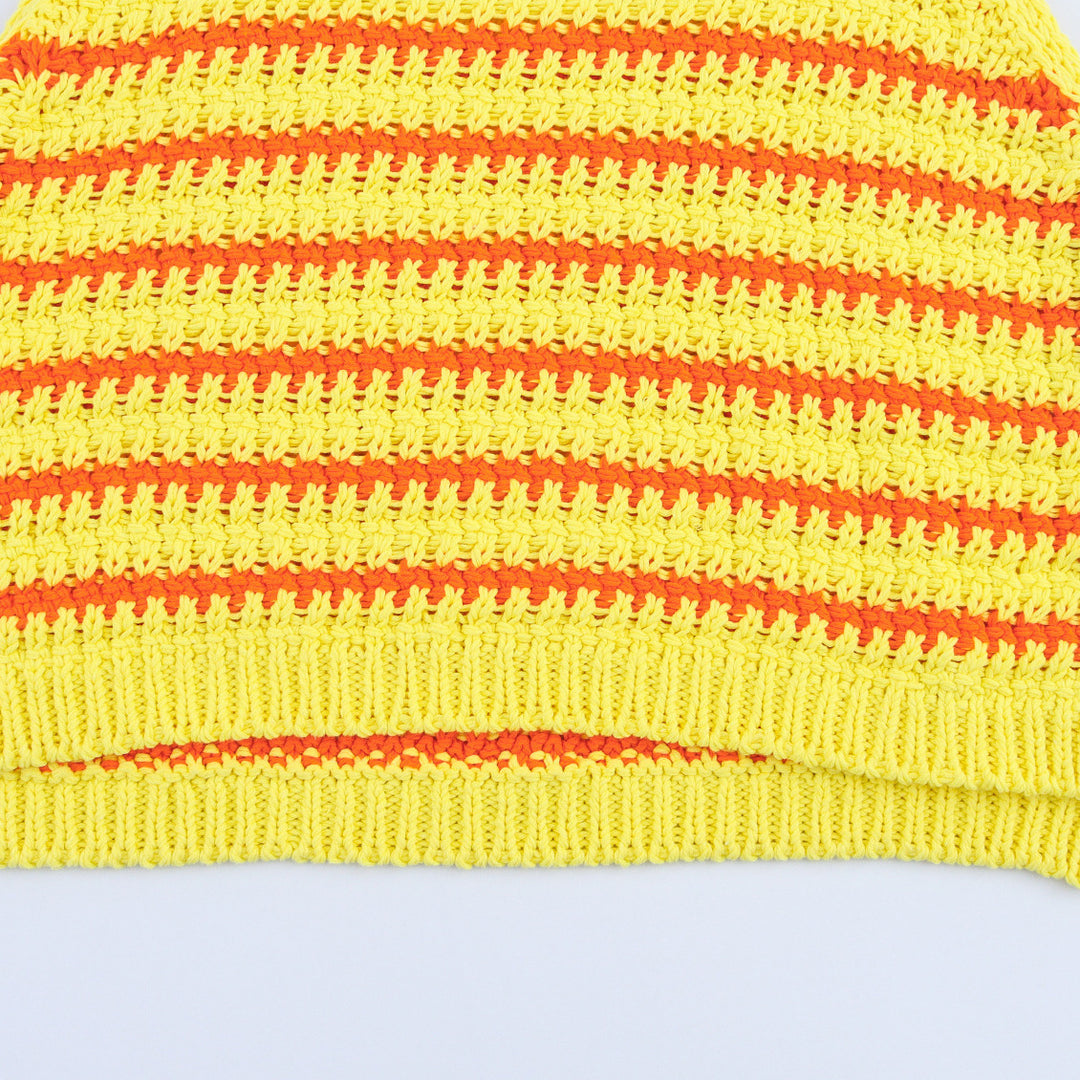 Femme Gestricktes Ärmelloses Cropped Top mit Streifenmuster Drune