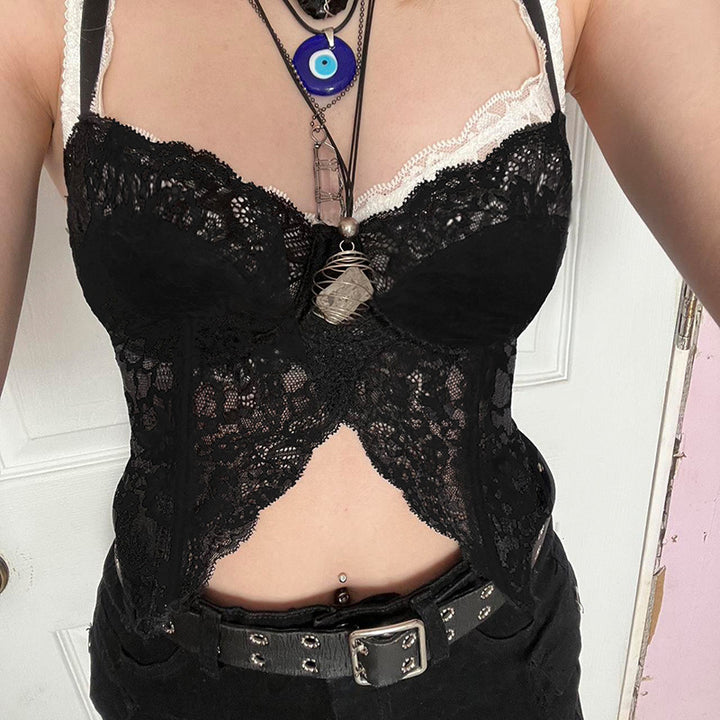 Damen Spitzen-Bustier mit floralem Design und verstellbaren Trägern Drune