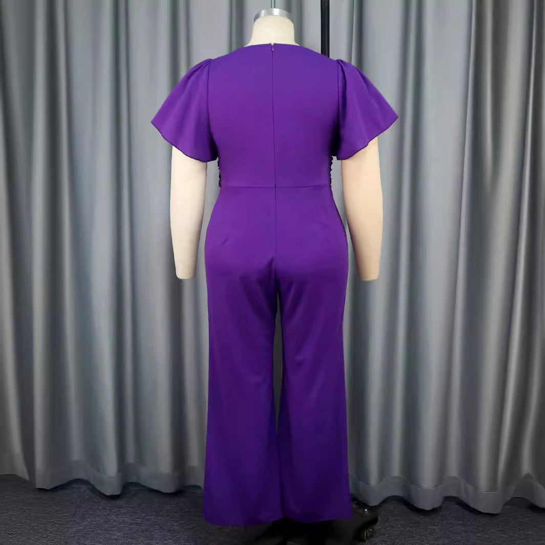 Damen eleganter Jumpsuit mit dekorativer Schleifenapplikation Drune