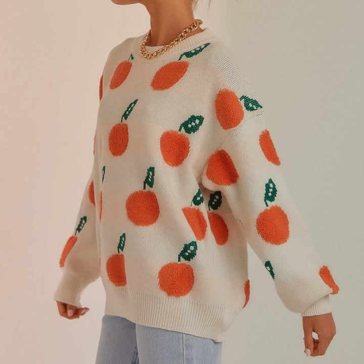 Damen Strickpullover mit verspieltem Obstdesign Drune