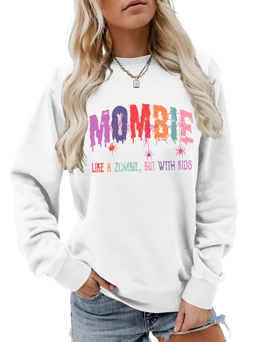 Damen Sweatshirt mit kreativem Zombie-Motiv Drune