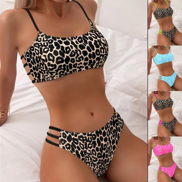 Damen Triangel-Bikini mit aufregendem Leopardenmuster und sportlichen Details Drune