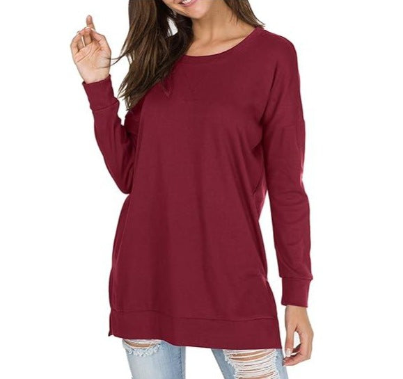 Drune | Einfarbiges Rundhals-Casual-Top